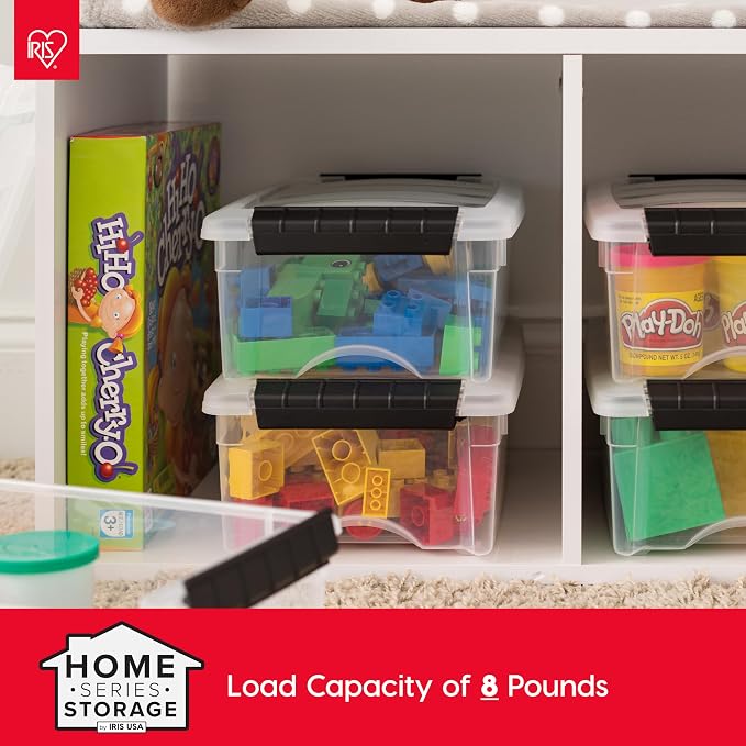 IRIS USA 10-Pack 6 Quart Storage Bins with Lids, Clear | Transparent design makes contents easy to find. Ideal for shoes, photos, documents, and small essentials. Nestable design