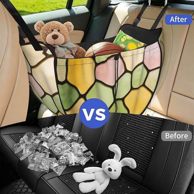 Garden Patch Color Car Seat Organizer-Backseat Storage Bag for Travel | Waterproof Durable. Holds Snacks Gear Essentials. Fits Most Cars.