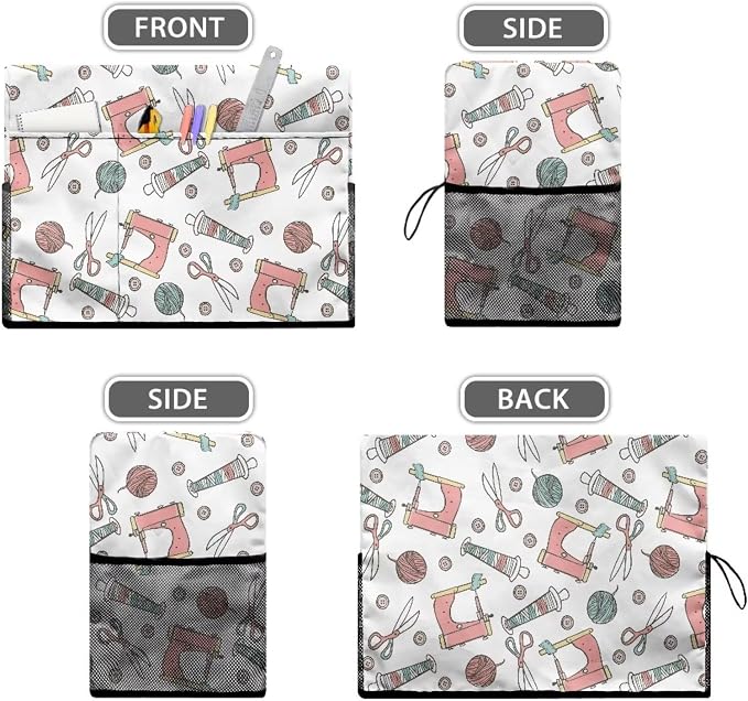 Sewing Machine Cover,Protective Cover with Side Handle and Sewing Essentials Pockets,Dust & Pet Hair Protection,Fits Standard Singer & Brother Machine Sewing Machine Wool Ball Print
