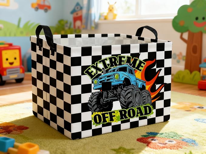 Rectangle Car Basket Cute Storage Bin Fish Box for Room Decor Gift Basket(Grid Car)