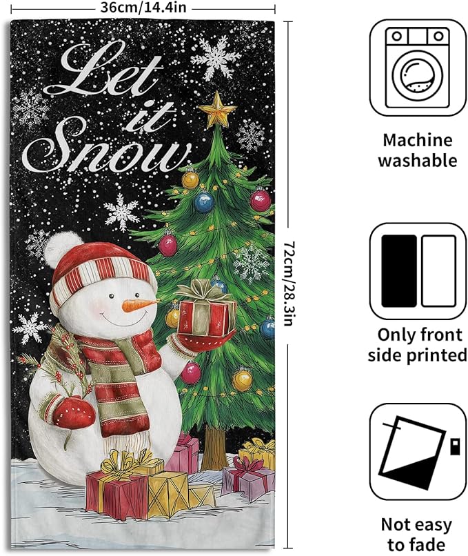 Giwawa Winter Snowman Hand Towels Set of 2 Xmas Tree Fingertip Face Towel Holiday Decorative Absorbent Dish Towels for Bathroom Kitchen Hotel Spa