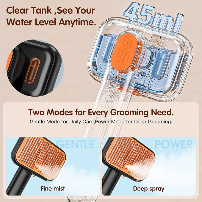 DDXCOOX Pet Deshedding Brush with Water Spray - Detangling Grooming Comb & Massager for Dogs and Cats