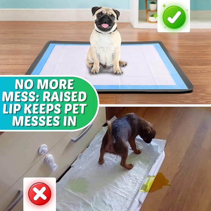 Dog Pee Pad Holder - Fits Up to 27.5” x 44” Pee Pad - 1 Pack - Grey | Stable Grip, Soft Edges, Quick Wipe Silicone Surface, Dog Pad Holder for Indoor Flooring Protection