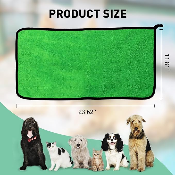pawstrip 3 Pcs Dog Bath Towel Super Absorbent Puppy Drying Towel Microfiber Pet Grooming Towels for Medium Small Dogs Quick Dry Doggy Blanket, 24''x12''