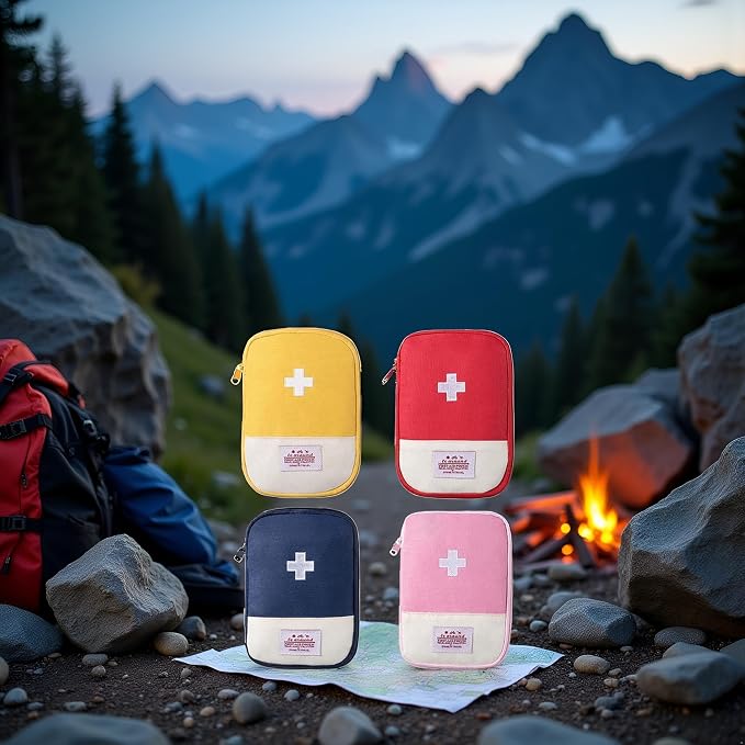 4Pcs Small Empty Travel Mini First Aid Pouch, Portable Outdoor First Aid Medical Rescue Bag Multi-Function Emergency Medicine Storage Organizer Bag Health and Household Supplies, First Aid Kits