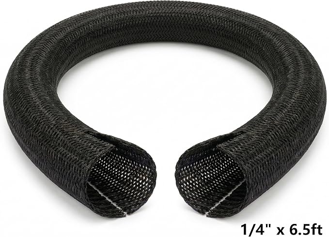 1/4 inch Split Cable Sleeve - 6.5ft Cord Protector Wire Loom Tubing for Pet Proof Cable Management, Black Flexible Wire Wrap for Home Office, Computer, TV & Automotive Electronics