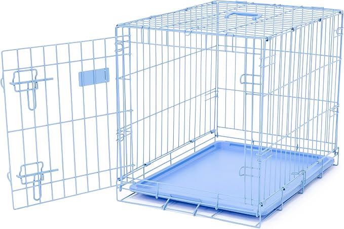 Carlson Pet Products Carlson Compact and Secure Deluxe Blue Metal Dog Crate, Blue