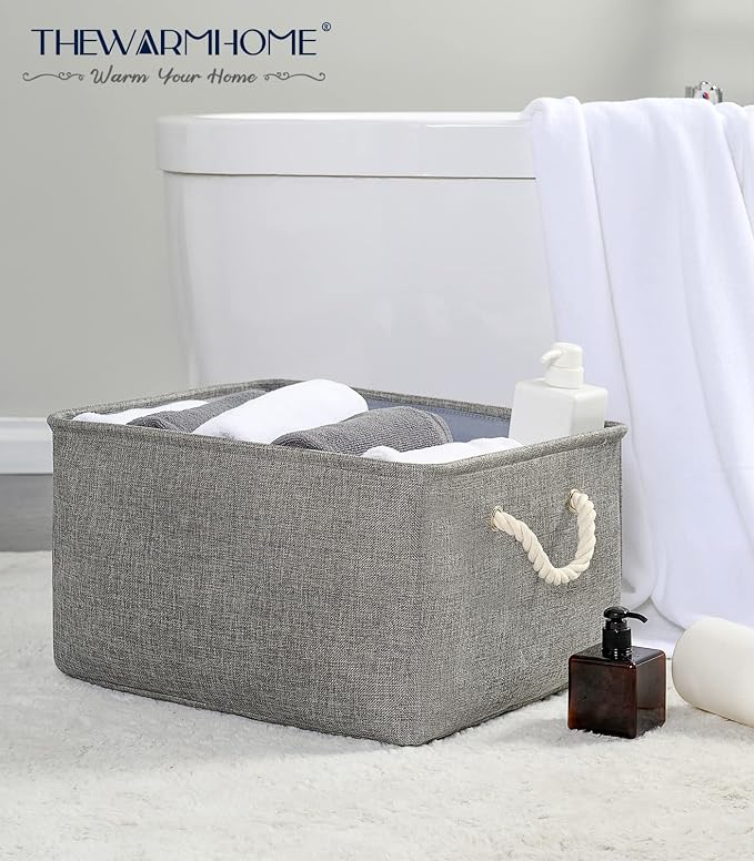 Fabric Storage Bins Baskets for Organizing, Large Sturdy Storage Basket W/Handles, Decorative Foldable Storage Baskets for Shelves Closet Nursery Toy (X Large - 3 Pack 17.7L×13.8W×9.8H)