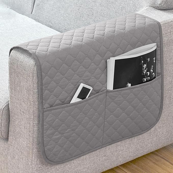 Couch Organizer Armrest Comfortable Anti-Slip Waterproof | Recliner Arm Protector for Books Tablet Phone TV Remote Cellphone Book Phones Pets Chocolate Remote Control Snack