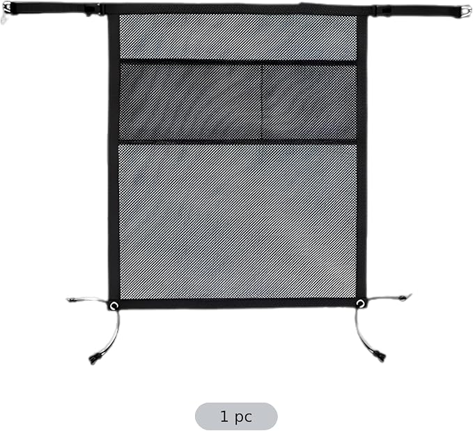 Dog Car Barrier, 27.2 x 22.0 in Dog Car Net Barrier with Dual Layer Mesh Organizer Pockets, Pet Divider for Backseat Safety, Scratchproof Design, Universal Fit for Most Cars SUVs Trucks