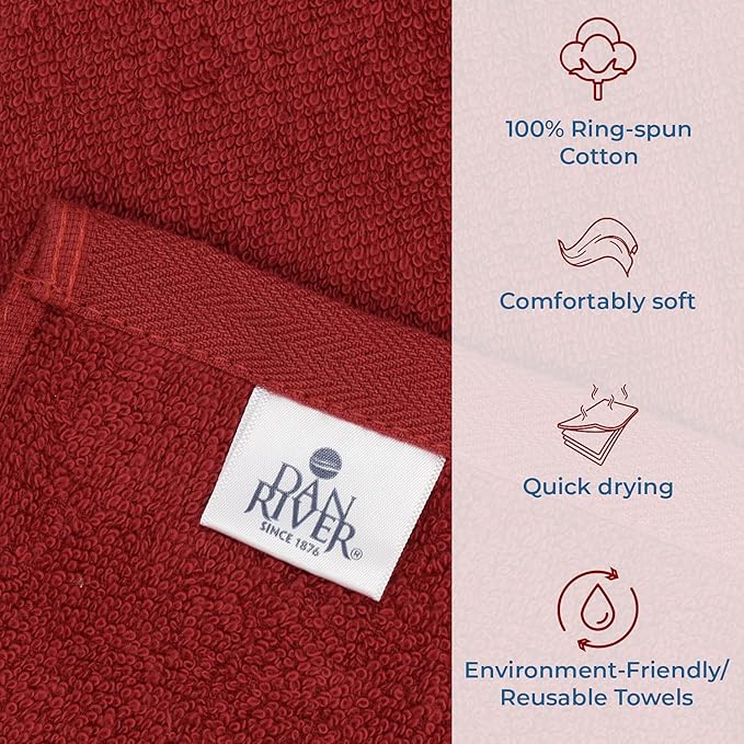DAN RIVER Dog Towel - Pack of 1, 100% Cotton, 20x40, Ultra Soft 450 GSM, Super Absorbent & Quick Drying Towel for Dogs, Cats, and Other Pets, Salsa.