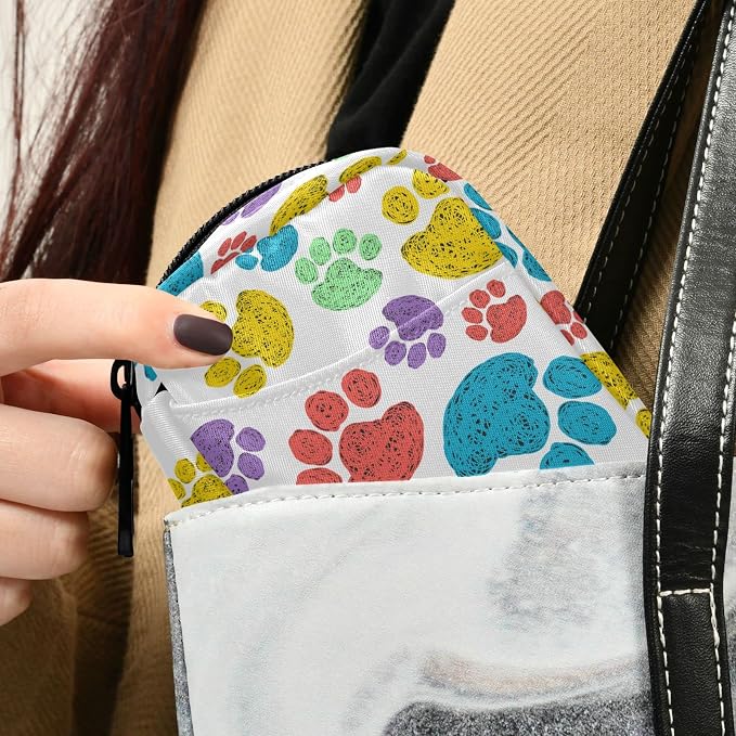Watercolor Dog Paw Travel Pill Case Portable Weekly Pill Box Bag Container 7 Days Pill Organizer Vitamin Supplement Holder with Zipper for Family Business