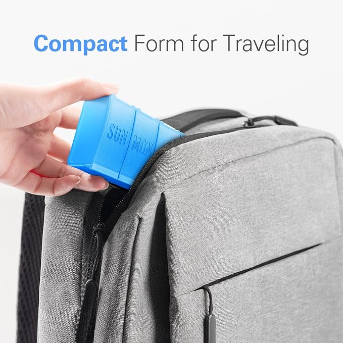 Barhon Large Weekly Pill Organizer, Big Vitamin Organizer Case for 7 Day, Travel Medicine Pill Box to Hold Various Supplements and Fish Oil, Light Blue