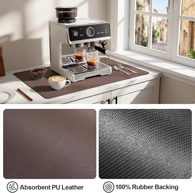 Ecotrim Coffee Mats for Coffee Bar Accessories, Brown 16" x 24"