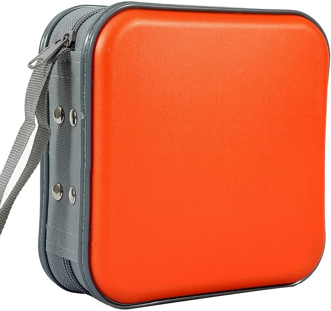 CD Case, 40 Capacity CD DVD Case Wallet Holder Portable Disc VCD Heavy Duty Binder Storage Organizer (Orange)