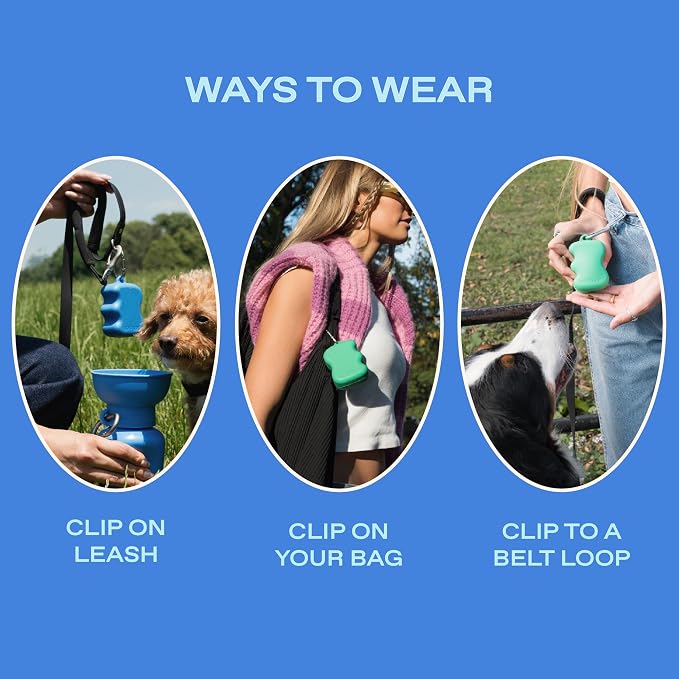 Springland Silicone Dog Training Treat Pouch for Leash, Blueberry | One-hand squeeze dispenser, food-grade silicone, BPA-free, carabiner included, easy-fill holder for rewards on the go