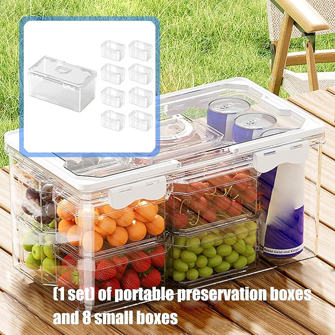 Transportable Hand Carry Food Storage Container Produced from PET Exemplary for Daily Commuting Outdoor Picnics and Home Organization