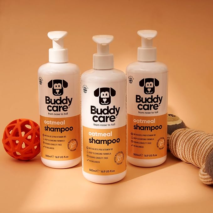 Buddycare Oatmeal Dog Shampoo for Smelly Dogs (16.90oz) - Hypoallergenic & Itch Relief Formula, Gentle on Sensitive Skin, Includes Dog Shampoo and Conditioner - Essential Dog Grooming Supplies