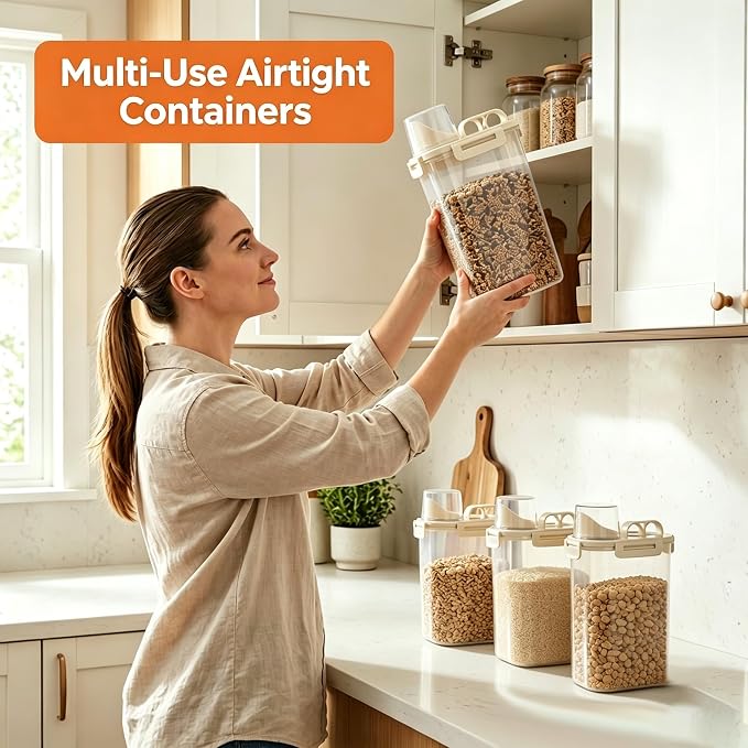 2 Lbs Small Cat Dog Food Storage Container for Bird Seed, Pet Food, 2 Pack | 2QT Versatile Dry Food Bin Portable Dispenser with Wide-Mouth Pour Spout for Rice, Flour, Cereal, Storage and Organization