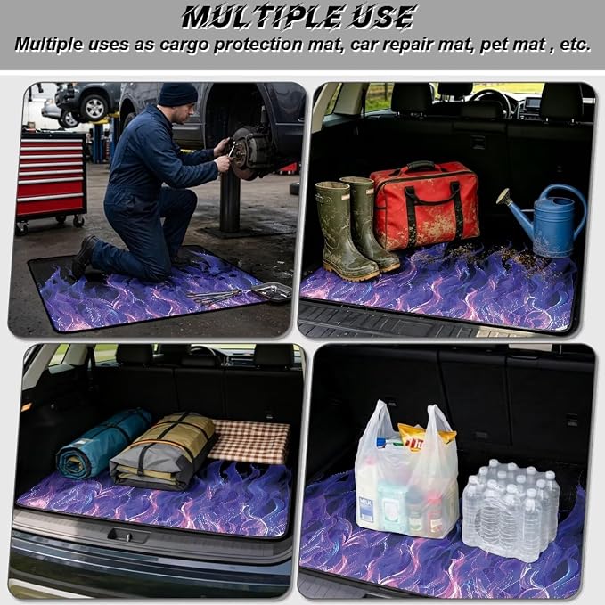Howilath Purple Flame Car Trunk Mat 29"x39" All Weather Cargo Liner Non-Slip Rear Trunk Protection for SUV Sedan Truck
