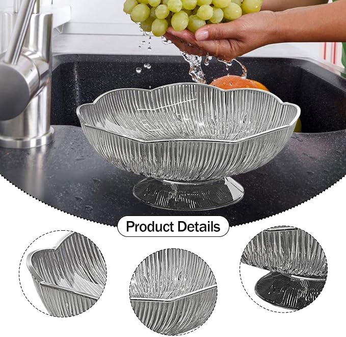 Fruit Bowl Decorative Bowl Multifunctional Modern Dish Pedestal Bowls for Kitchen Counter for Parties Dining Table Dessert, D Black