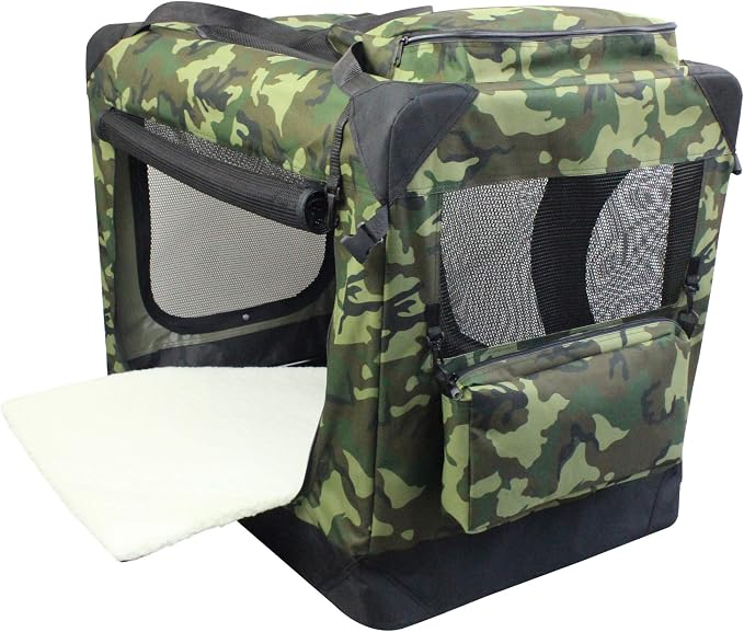 EliteField 3-Door Soft Dog Crate with Bed & Carrying Bag (2-Year Warranty) | 3 Mesh Doors, Steel Frame, Removable & Washable Crate Cover and Bed Cover, Storage Pockets, Indoor/Outdoor, Foldable
