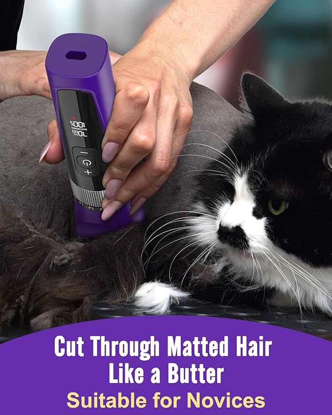 oneisall Cat Clippers for Matted Hair, 5-Speed Low Noise Cat Grooming Kit with 6-in-1 Adjustable Blade, Waterproof Cat Hair Trimmer for Long Hair, Cat Shaver with Guard Combs for Dogs Cats Animals