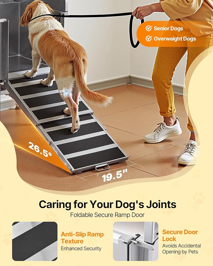 VEVOR Professional 304 Stainless Steel Dog Bathing Station, 50 inch Pet Grooming Tub w/Anti-Slip ramp, Storage Drawer, Cold Hot Faucet Showerhead, for Large & Medium & Small (Right Door, with Drawer)