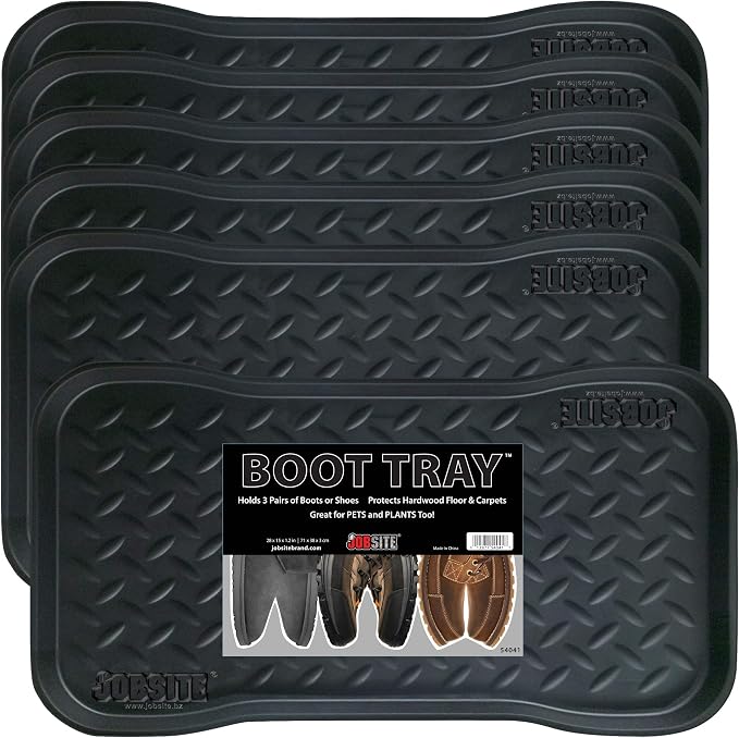 JobSite Heavy Duty Boot Tray, Multi-Purpose for Shoes, Pets, Garden - 15 x 28 Inch - 6 Trays