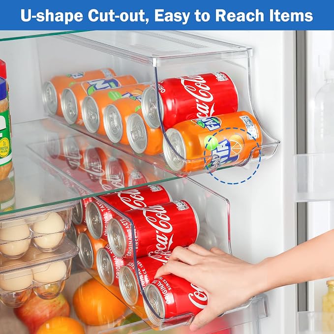 Puricon 2 Pack Soda Can Organizer Dispenser for Refrigerator Fridge