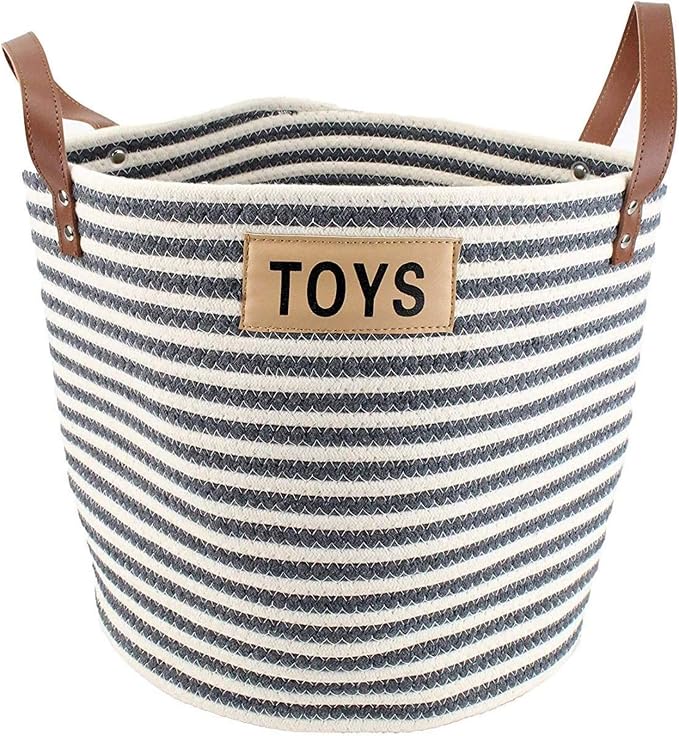 Midlee Cotton Rope Pet Toy Storage Basket