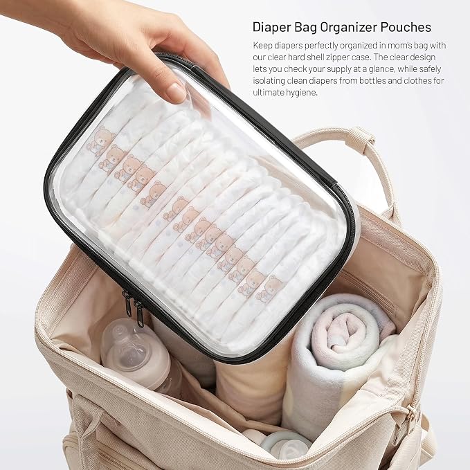 Clear Hard Shell Organizer Cases, 2 Pack | Durable PET shell with water-resistant, scratch-resistant surface for travel, toiletries, electronics and daily essentials
