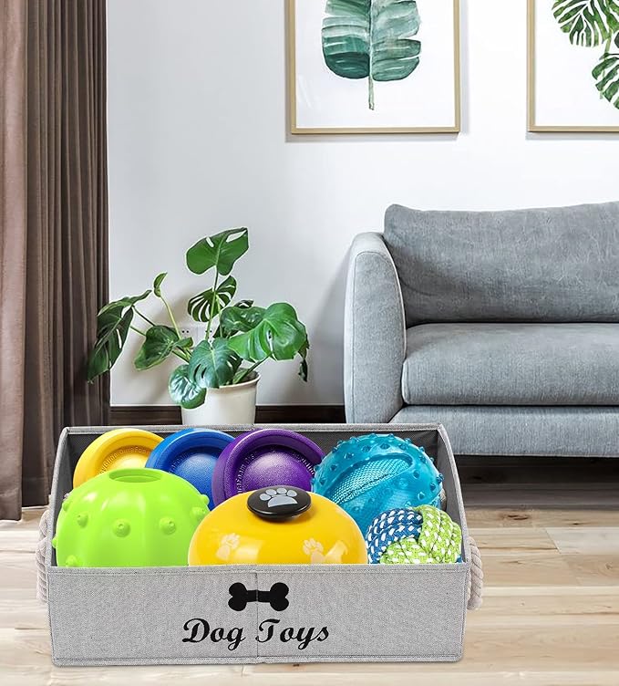Morezi Large dog toy bin puppy shallow toy baskets dog toy storage perfect for living room playroom closet home organization - Stripe