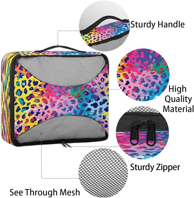 4 Set Packing Cubes for Travel, Leopard Print Packing Cubes for Women, Travel Luggage Packing Organizers, Packing Cube Set, Leopard Cheetah