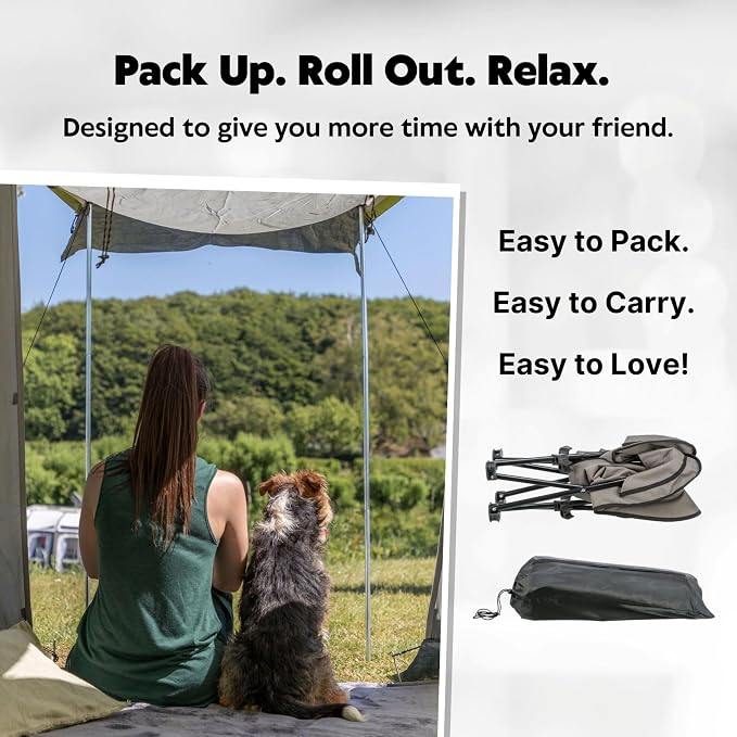 Trixie Camping Cot for Small Dogs up to 35 lb, 27.2" x 27.2" | Elevated Pet Travel Bed, Portable Steel Frame Lounger, Removable Topper, Foldable Design, Storage Bag Included
