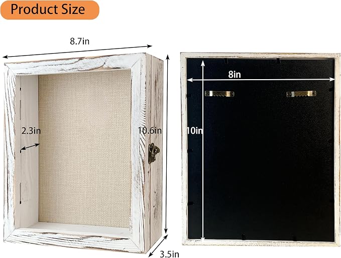 Solid Wood 8x10 Pet Memorial Shadow Box White Urn Ashes Display Case with Paw Print Kit Dog Memorial Keepsake Gift for Loss of Pet