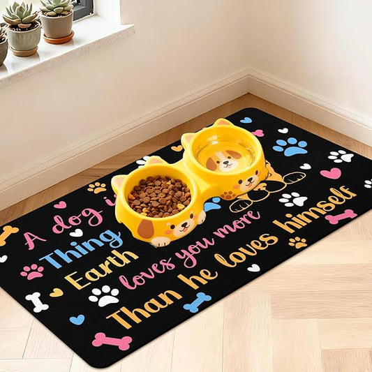 Pet Feeding Mat for Floors Waterproof Dog Mat for Food and Water Absorbent Quick Dry Non Slip mat for Cat Bowls