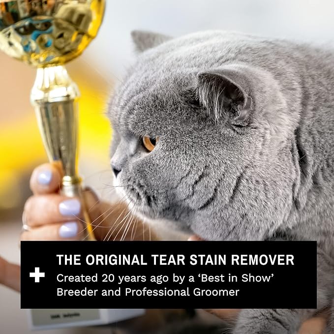Eye Envy Tear Stain Wipes for Cats. Textured to Gently Clean Tear Stains. Natural Formula. Recommended by Persian & Exotic Breeders, Groomers. USA Made. 60 Cat Eye Wipes