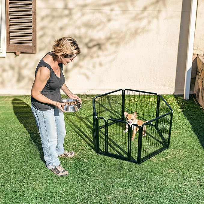 FXW Rollick Dog Playpen, Indoor, Yard & RV Camping, 24" H, 6 Panels | Easy setup, Heavy-duty, DIY layouts, Walk-through gate, for Puppies & Small Dogs, Patented