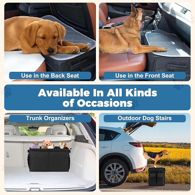 Dog Seat Extender for Dogs with Washable Pee Pads,Back Seat Extender for Dogs up to 120LBS,Large Dog Extender with Storage Car Organizer Gap Filler for Front or Back Seat