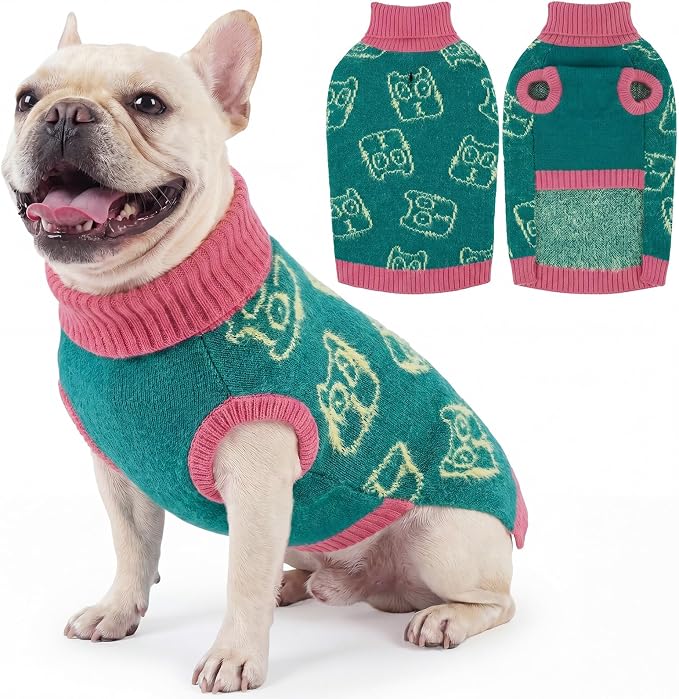 IDOMIK Turtleneck Dog Sweaters for Medium Dogs, Soft Knit Dog Sweater,M | Sleeveless Pet Pullover Sweatshirt, Warm Winter Dog Sweater Medium Size Dog, Cozy Dog Apparel Clothes for Christmas Wear