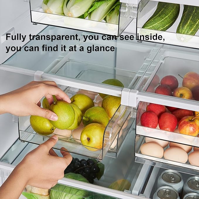 Fridge Organizer - Fridge Organizer Drawer | Refrigerator Organizer Bins | Fridge Shelf Holder Storage Box | Fridge Vegetable Pullout Container | Kitchen Storage And Organization Kitchen Storage Box