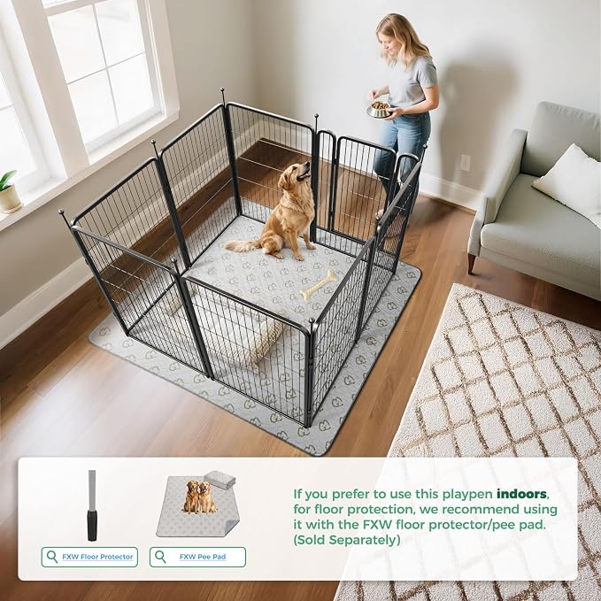 FXW Rollick Dog Playpen, Indoor, Yard & RV Camping, 40"H, 8 Panels | Easy setup, Heavy-duty, DIY layouts, for Medium & Large Dogs, Patented