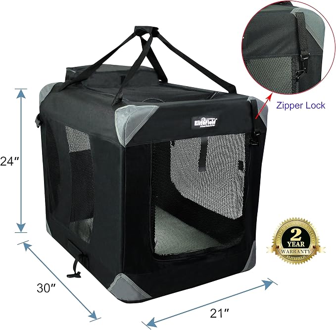 EliteField 3-Door Soft Dog Crate with Bed & Carrying Bag (2-Year Warranty) | 3 Mesh Doors, Steel Frame, Removable & Washable Crate Cover and Bed Cover, Storage Pockets, Indoor/Outdoor, Foldable