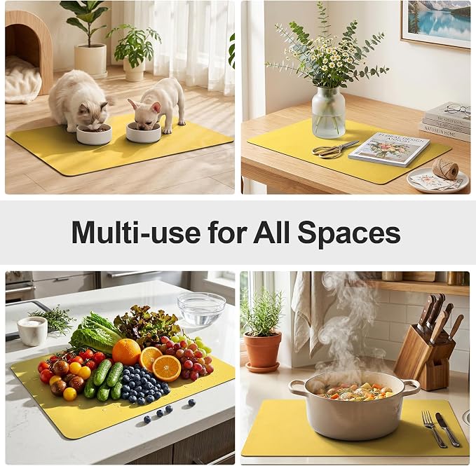 Ecotrim Coffee Mats for Coffee Bar Accessories, Yellow 17" x 31.5"