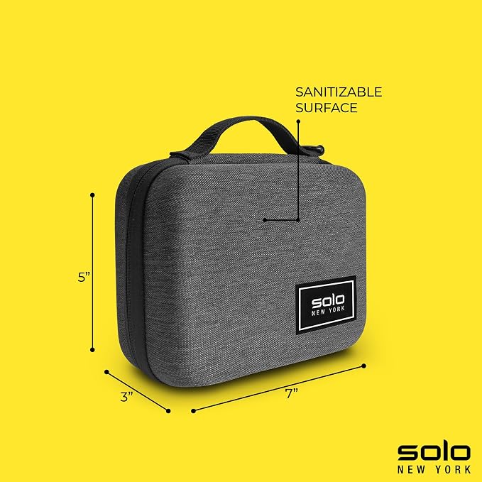 Solo New York Tech Case - Electronics Organizer, Tech Accessories Pouch for Travel, Small Gadget Bag for Cords, Hard-Sided, Sturdy Carrying Handle - Stone Molded, Gray