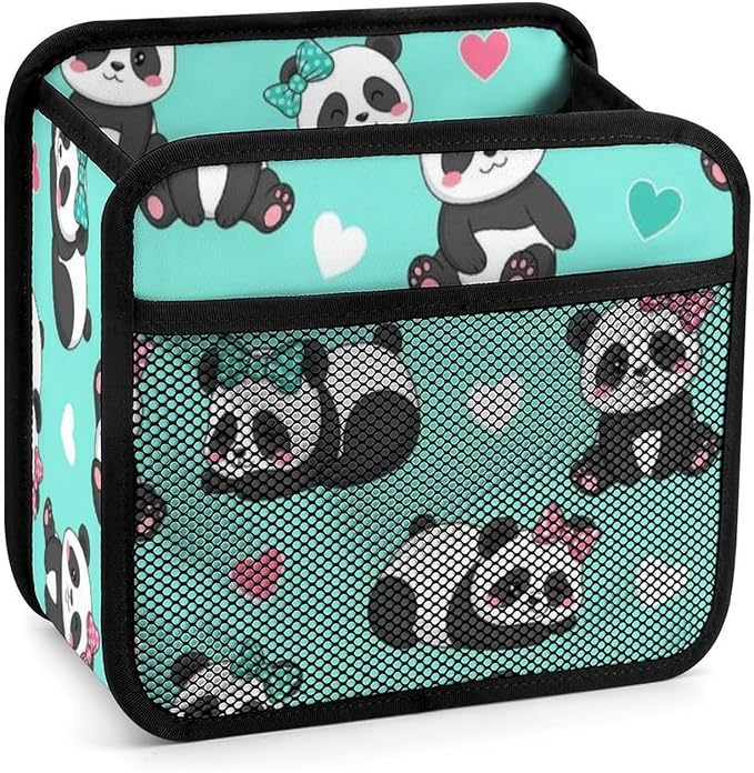 Car Backseat Organizer Hanging Storage Pocket Auto Garbage Bag, Panda | Bears, Vehicle Back Seat Pouch PU Leather Travel Essentials Accessories