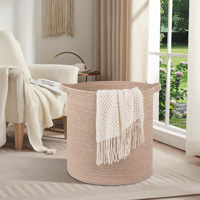 OIAHOMY 80L Laundry Basket Laundry Hamper Nursery Hamper Brown | Tall Dirty Clothes Hamper with Handle,Blanket Basket,Decorative Basket for Living Room,Storage Basket,Toy Storage