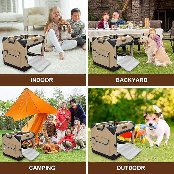 Garnpet Soft Dog Crate for Extra Large Dogs, 4-Door Foldable Collapsible Dog Crate with Soft Sides, Indoor & Outdoor Travel Dog Kennel