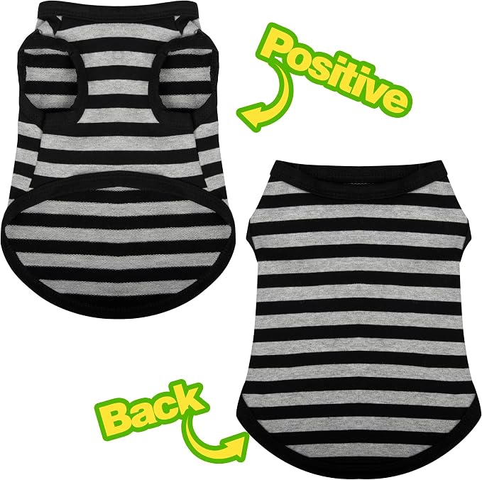 Paiaite 3 Pieces Dog Striped Shirt Red Green Black Color Cotton Sleeveless Puppy Pet Shirts Breathable Apparel Tank Top Colorful Puppy Sweatshirt Clothes for Small Medium Dogs X-Small